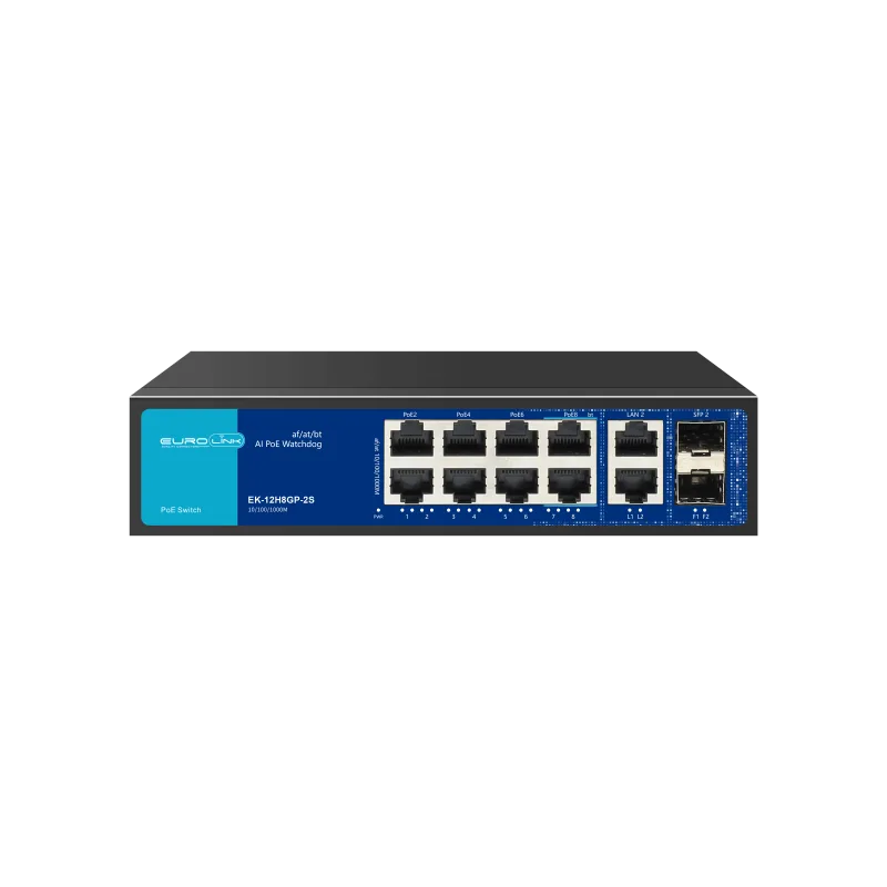 Eurolink Switch EK-12H8GP-2S 10/100/1000MBPS AI PoE Switch Watchdog