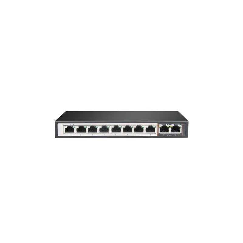 Extralink PERSES | Switch PoE | 8x Gigabit PoE/PoE+, 2x RJ45 Uplink Gigabit, 96W
