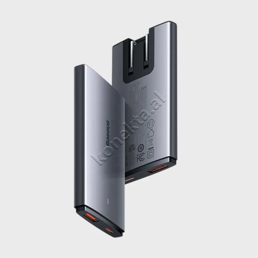 Karikues Ultra i Hollë 65W Baseus Me 1 Porta Type-C Dhe 1 Porte USB