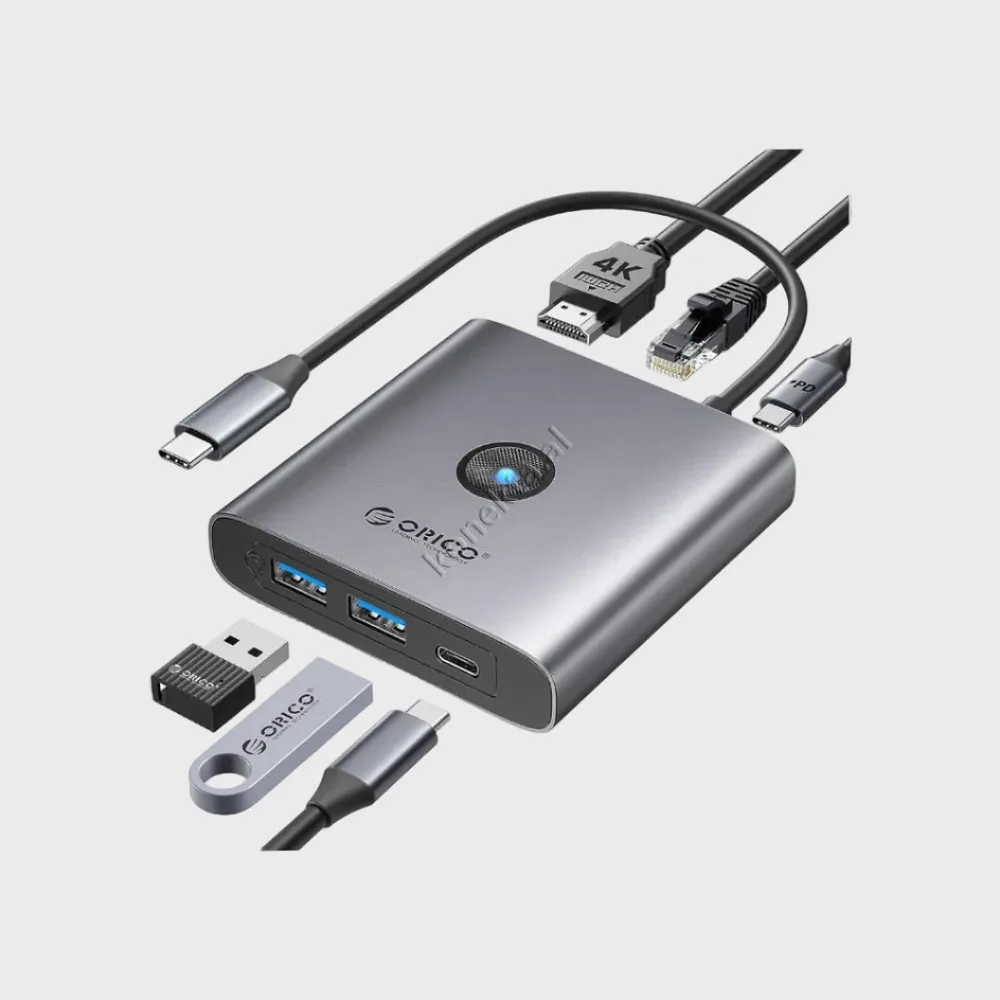 Ultra Adaptor Me 6 Porta Orico Per Laptop/Tablet/Telefon Me Porte Type-C
