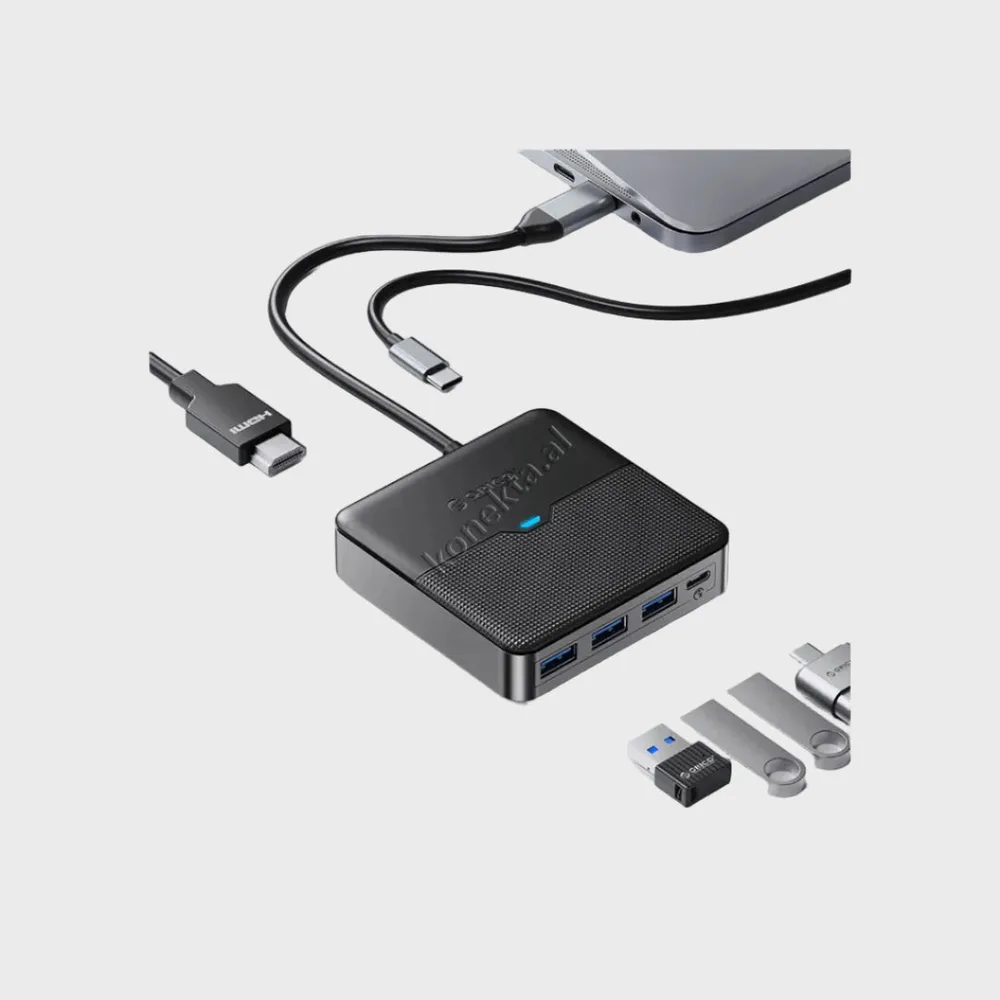 Adaptor HUB Type-C Orico 6 Në 1 Me Port HDMI 4k@30Hz Dhe PD 100W