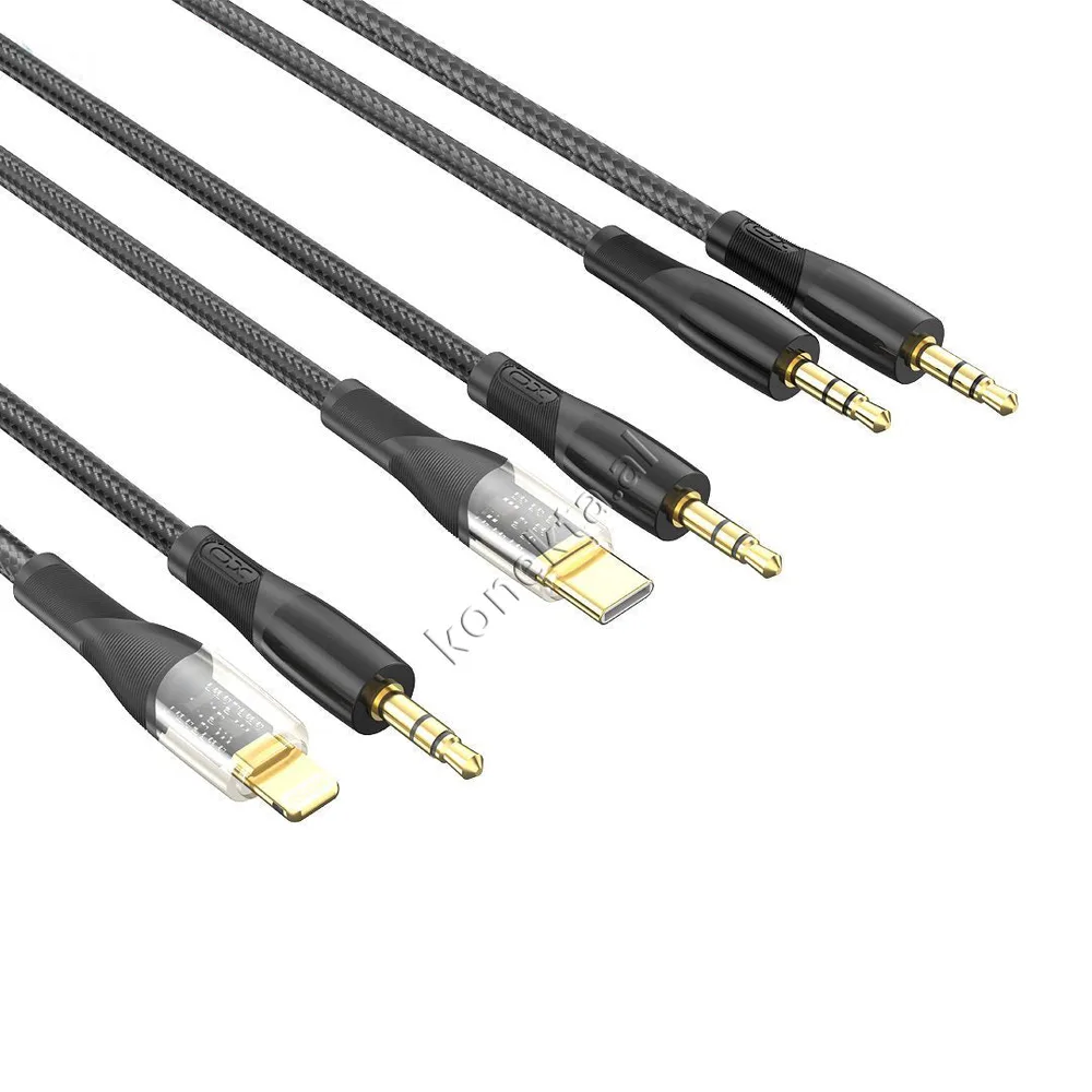 Kabell AUX 1m XO Lightning / Type-C / AUX  Ne AUX 3.5mm