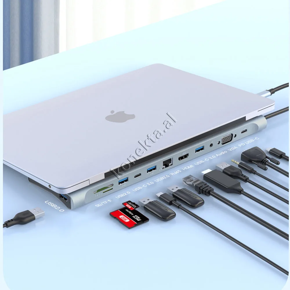 Adaptor Me Shume Porta Per Laptop 12 Ne 1 Me Porte Type-C XO
